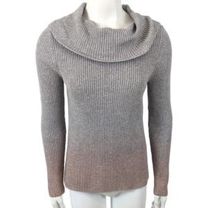 White House Black Market Metallic Cowl Neck Sweater Womens SP Ombre Gray Pink